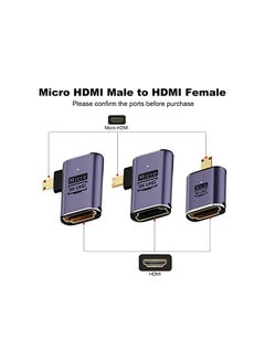 اشتري Micro Hdmi To Hdmi Adapter 3 Pcs 8K 90 Degree Left And Right Angle Micro Hdmi Male To Hdmi Female Cable For A6000 Raberry Pi 4 Gopro Hero 7 And Other Ort Camera في السعودية