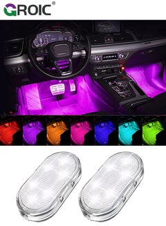 Buy 2Pcs Wireless Led Lights for Car Interior, Car Led Lights Interior, USB Rechargeable Automotive Neon Accent Light Kits, Free Installation of Magnetic Car Interior Lights (7colors) in UAE