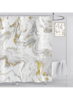 Buy Marble Printed Shower Curtain With Hook White/Grey 180x180centimeter in Saudi Arabia