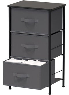 Buy Nightstands Dresser For Bedroom 3 Tier Organizer Drawer Storage Tower Dark Grey in Saudi Arabia