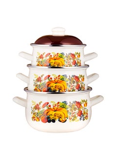 Buy Ghazar 3-Piece Non-Stick Cookware Set With Lids  16-18-20 Cm  Multicolour in Saudi Arabia