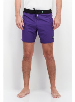 Buy Men Brand Logo Board Shorts, Purple/Black in UAE