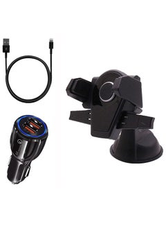 Buy Car Holder Magnetic With Long Arm With Car Charger and iPhone cable in Saudi Arabia