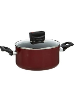 اشتري 20 Cm Casserole With Lid Non Stick Induction Base Aluminum Red في السعودية