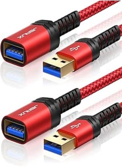 اشتري JSAUX 2Pack Flex Series Cable - USB A Male to USB A Female 3.0 High Data Transfer Extension Durable Nylon Braided - Cable,2m Red في مصر