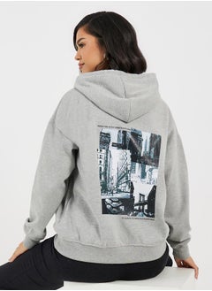 Buy Oversized Regular Length Photo Print Hoodie in Saudi Arabia