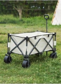 Buy Folding Wagon Cart Beach Wagon Cart Outdoor Camping Cart Foldable Wagon, 150KG Heavy-duty Outdoor Recreational Vehicle, Adjustable Handle, with Two Brakes, Suitable for Outdoor Sports, Camping, Picnic in Saudi Arabia