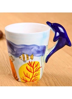 Buy Ceramic 3D  Coffee Mug, Hand-Painted Mug Cute Animal Tea Mugs, Coffee Cup, Ideal Gift for Kids/Teenagers/Man/Woman  Corporate Gifting, Premium Mug 13.5 oz.(DOLPHIN) in UAE