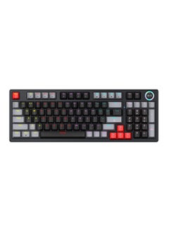 اشتري لوحة مفاتيح ألعاب سلكية T50 ، لوحة مفاتيح ميكانيكية ذات 97 مفتاحا باللون الأزرق مع إضاءة خلفية RGB ومقبض وسائط متعددة أسود أحمر في السعودية