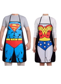 اشتري Funny Novelty Apron Kitchen Gift Xmas Cooking BBQ Party Apron for Men and Women Gift Superman Wonder Woman Aprons في الامارات