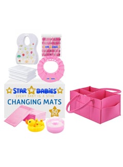 اشتري Baby Essentials Pack Pack Of 7 With Caddy Diaper Bag Free Pink في الامارات