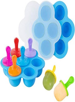 اشتري Baby Food Freezer Tray, Silicone Ice Cube Popsicle Mold with 7 Popsicles في الامارات