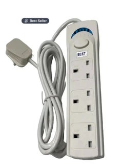 Buy Best Power Strips Extension Cord | 3 Sockets Universal Plug Adapter with 3Meter Bold Extension Cable | Power Socket | Extension Board | Extension Cable | Extension Socket (White) in Saudi Arabia