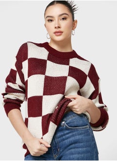 Buy Intarsia Checkered Sweater in Saudi Arabia