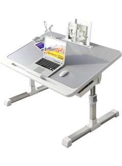 اشتري Foldable Laptop Desk Adjustable Laptop Table with Drawer Portable Lazy Table Folding Bed Tray for Working Reading Studing Eating في السعودية