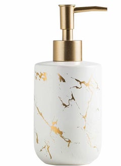 Buy Ceramics Soap Dispenser, White Marble Style, Refillable Hand Lotion, Dispenser for Shampoo, Body Wash, Disinfectant, Stylish Home Bath Décor, Bathroom Toilet Press Bottle (300ML White) in UAE