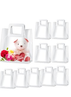 اشتري Clear Gift Bag with Handle PVC Gift Bag Heavy Duty Handle Gift Bag for Bridal Party, Birthday, Baby Shower, Wedding, Shopping, BagGift Bags with Handle Reusable Transparent 7 x 4 x 8 Inch (10pcs) في الامارات