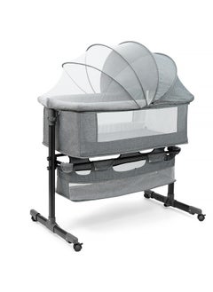 اشتري Portable Baby Bassinet, Adjustable Baby Bassinet Bedside Sleeper with Changing Stantion, Bedside Cradle Bed for 0-6 Months Old Baby, Light Grey في الامارات