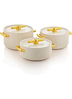 Buy 3 Pcs Set 1.5/2.0/2.5L Cosmos Insulated Casserole Hot Pot with Stainless Steel Inner Casing | Dishwasher Safe | Serving Dishes with Lids | Hot Food Storage Container & Warmers in UAE