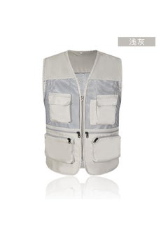 Buy Multi-Pocket Zip Fishing Vest for MenLight gray Light gray in UAE