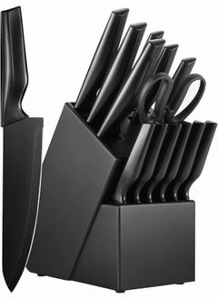 اشتري Knife Set for Kitchen, 15 Pcs Kitchen Knife Set with Built-in Knife Sharpener, Dishwasher Safe, Stainless Steel Knife Block Set for Chopping, Slicing, Dicing&Cutting في السعودية