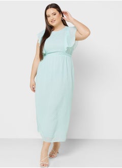 Buy Frill Detail Polka Dot Belted Dress in Saudi Arabia