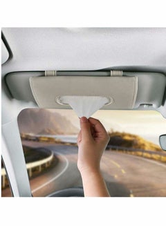 Buy Car Sun Visor Tissue Holder, Beige PU Leather Tissue Dispenser Hanging Case to Clip On Your Car Door Or Back Seat Pocket, Interior Accessories Pouch for Wipes in UAE