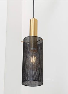 Buy Yocandle Modern Tubular Slim Tall Gold Pendant Lamp with Black Iron Grid in Saudi Arabia