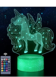 Buy Multicolour Unicorn Gifts Night Light for Kids, Guina 3D Nightlight with Remote & Smart Touch, 7 Colors + 16 Colors Changing Dimmable Best Birthday Christmas Unicorn Toys for 3 4 5 6 7 8 Year Old Girl in UAE