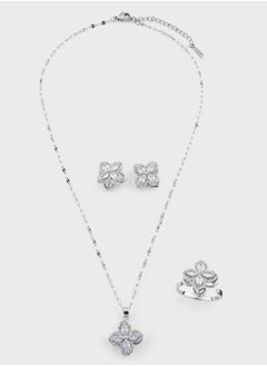 اشتري Floral Diamante Pendant ,Ring & Earring Set في الامارات