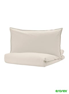 Buy Duvet cover and pillowcase beige 150x200/50x80 cm in Saudi Arabia