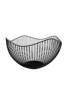 Buy Wire Fruit Basket, Fruit Bowl for Kitchen Counter, Wave Fruit Basket, Serving Bowl Wire Fruit Dish for Fruits and Veggies (Black) in UAE