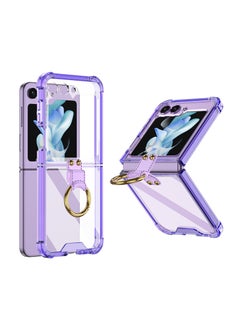 Buy Clear Case/Cover Compatible with Samsung Galaxy Z Flip 5 Airbag Case with Stand Ring and Built-in High-Transparency with Ring Stand Military Grade Drop Protection - Clear Purple in UAE