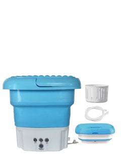 Buy Portable Washing Machine Mini Foldable Washer with Spin Dryer Bucket for Baby Clothes, Underwear, Socks, Towels Perfect for Travel, Apartment, Lightweight & Easy to Carry (Blue), in UAE