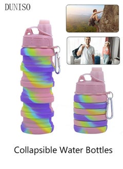 اشتري Portable  Collapsible Water Bottles Leakproof Valve Reusable BPA Free Silicone Foldable Travel Water Bottle For Gym Camping Hiking 500 ml في الامارات