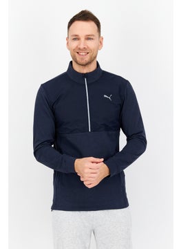 Buy Men Sportswear Fit Brand Logo Training Sweatshirts, Navy in Saudi Arabia