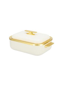 Buy 1-Piece Distinctive Design Insulated Serving Pot With Lid 4 L White/Gold in Saudi Arabia