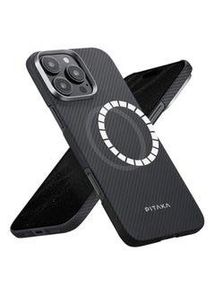 Buy pitaka for iPhone 16 Pro Max Case Compatible with MagSafe, Thin & Light Case iPhone 16 Pro Max with a Caseless Feel, 600D Aramid Fiber Woven [Ultra Slim Case-Black/Grey (Twill)] in UAE