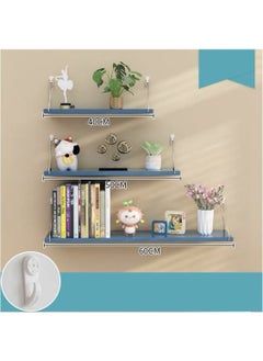 Buy Floating Shelves Floating Shelf for Wall Floating Book Shelf Wall Mounted Organizer for Kitchen Living Room Bedroom Office Storage Shelves Display Racks Home Decor Set of 3, Blue in Saudi Arabia