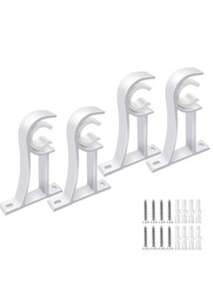 Buy Curtain Rod Holders Curtain Rod Bracket Set of 4 Rod Brackets White Heavy Duty Single Drapery Rod Holder with Screws Curtain Holders Hooks for Wall Curtain Brackets for 1-1.2 Inch Curtain Rod in UAE