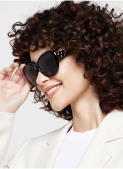 Buy Textured Arm Oversized Cat Eye Sunglasses in UAE