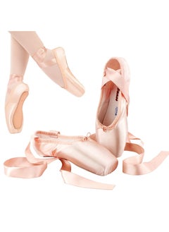 Buy Ballet Pointe Shoes Pink Professional Dance Soft Shank Satin with Sewn Ribbon for Girls Women for all Dancers Sise 36(23cm) in UAE