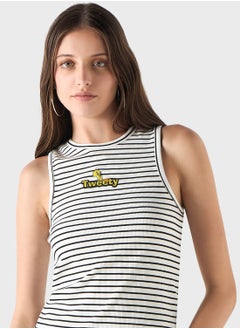 اشتري Striped Embroidered Tank Top في الامارات