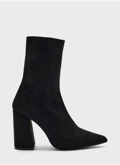 Buy Pointed Block Heel Sock Boot in UAE