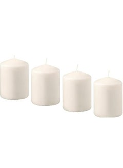 Buy Decorative Candles for Wedding Candles,Home Interior,Restaurants, Meditation Smokeless Cotton Wick(Unscented Block Candles-Pack of 4-Burning Time 15 Hour) in UAE