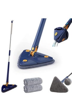 Buy 360° Rotatable Adjustable Reusable Triangle Mop with Long Handle in Saudi Arabia