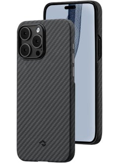 اشتري MagEZ Case for iPhone 14 Pro Max Compatible with MagSafe, Slim & Light iPhone 14 Pro Max Case 6.7 inch with a Case-Less Touch Feeling, 1500D Aramid Fiber Made [Fusion Weaving MagEZ Case 3 - Black/Grey في الامارات