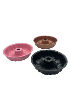 Buy Granite cake pan set 3 pieces multicolored in Saudi Arabia