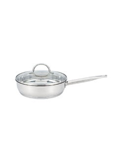 Buy Round Stainless Steel Induction Base Frying Pan with Lid Chrome 28 cm CW-FP002 in Saudi Arabia