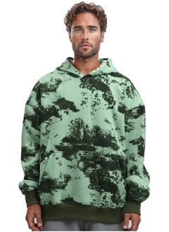 Buy Long Sleeve Olive & Black Tie Dye Relaxed Fit Hoodie in Egypt